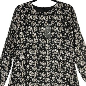 Lucca Los Angeles Black Floral Long Sleeve Mini Dress - Women's Size S